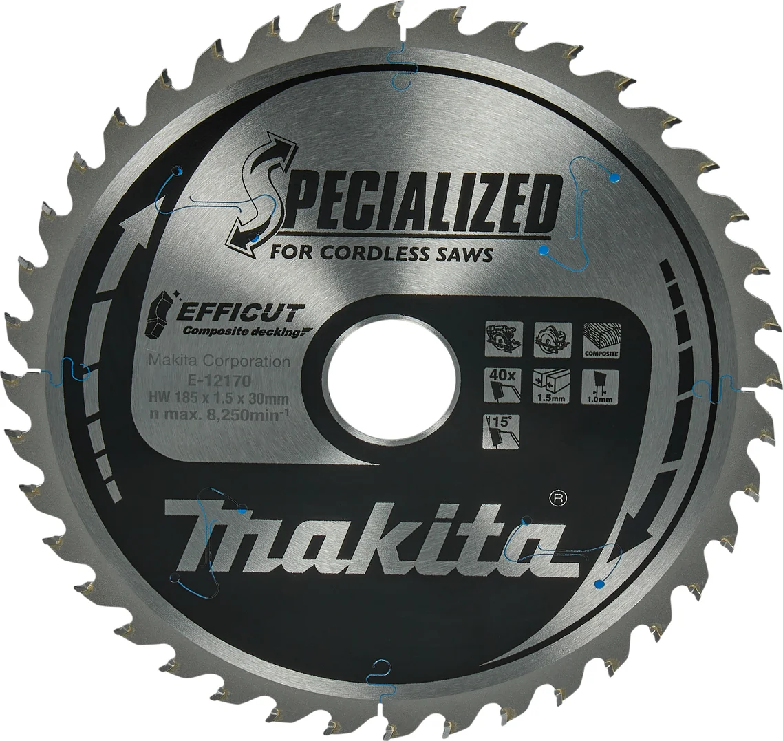 Makita E-12170 Cirkelzaagblad WPC | Efficut | 185 x 30 mm | 40-tands