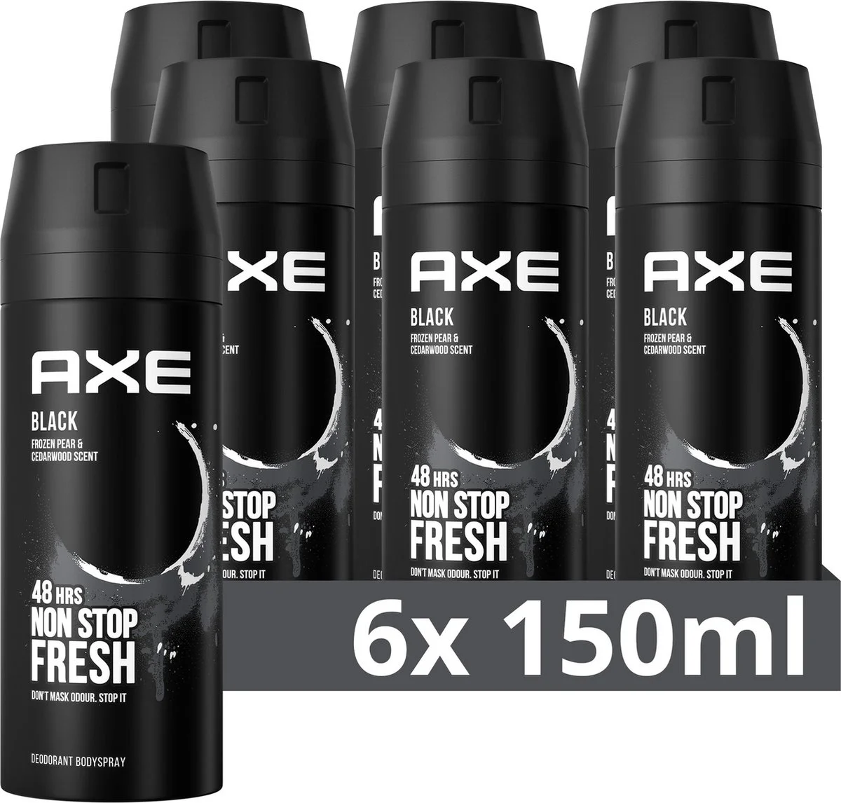 6x Axe Deodorant Bodyspray Black 150 ml