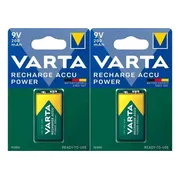 2x Varta Recharge Accu Power Oplaadbare Batterijen 9V 200mAh
