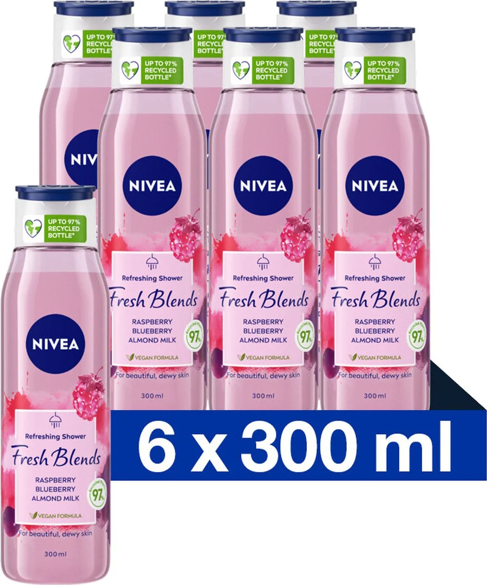 6x NIVEA Fresh Blends Douchegel Fresh Blends Raspberry 300 ml