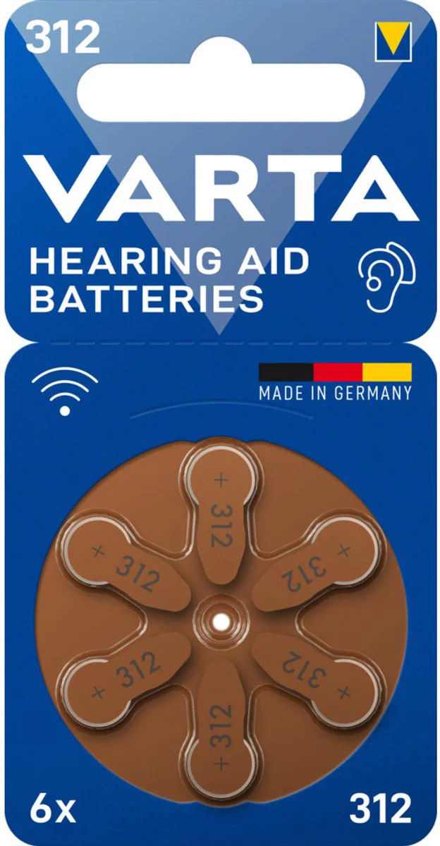 10x Varta Gehoorbatterij Gehoorapparaat 312 Blister 6 stuks