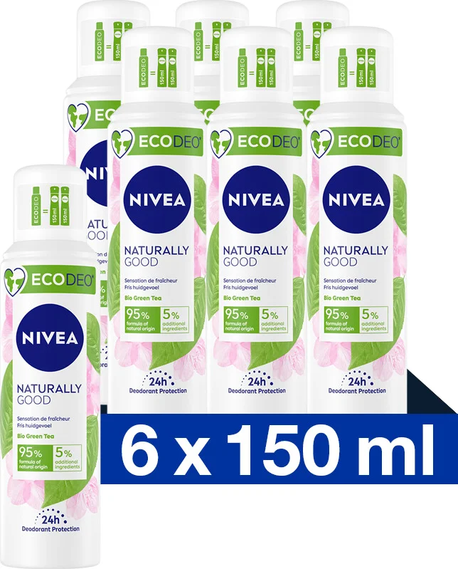 6x NIVEA Deodorant Spray Naturally Good Green Tea 125 ml