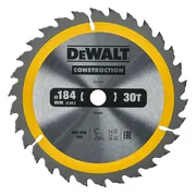 DeWALT Cirkelzaagblad voor Hout | Construction | Ø 184mm Asgat 16mm 30T - DT1940-QZ