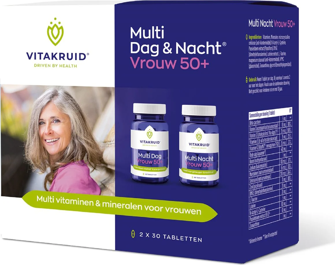 Vitakruid Multi Dag & Nacht Vrouw 50+ 100% Vegan 2 x 30 60TB