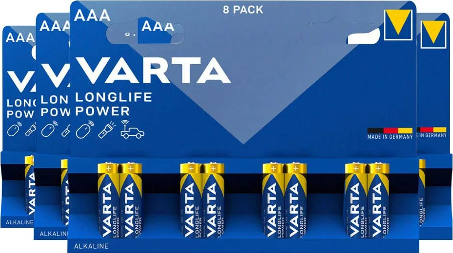 4x Varta Longlife Power Alkaline Batterijen AAA 8 stuks