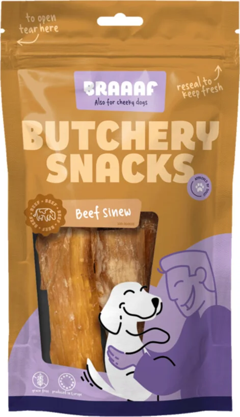 10x Braaaf Hondensnack Butchery Beef Sinew 150 gr