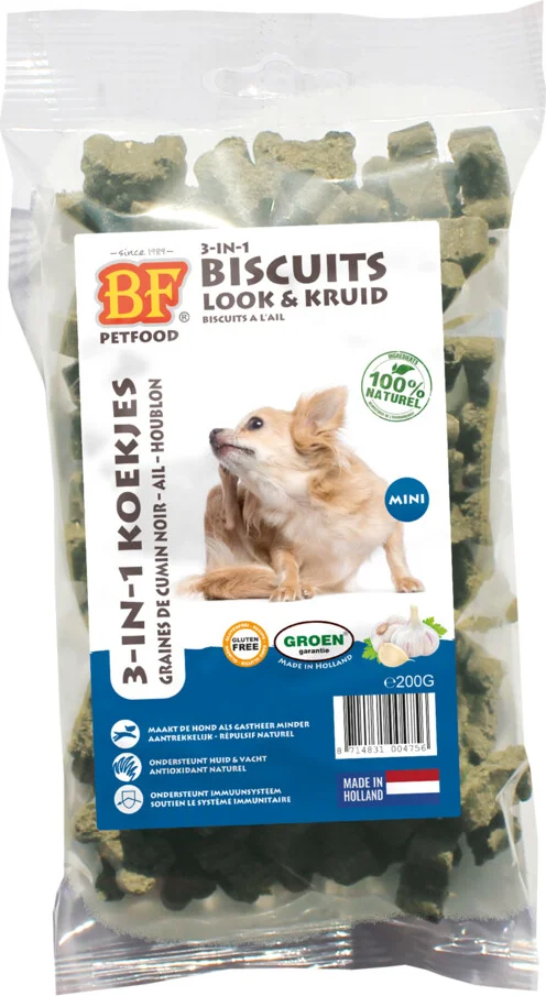 12x BF Petfood 3-in-1 Koekjes Mini Look & Kruid 200 gr