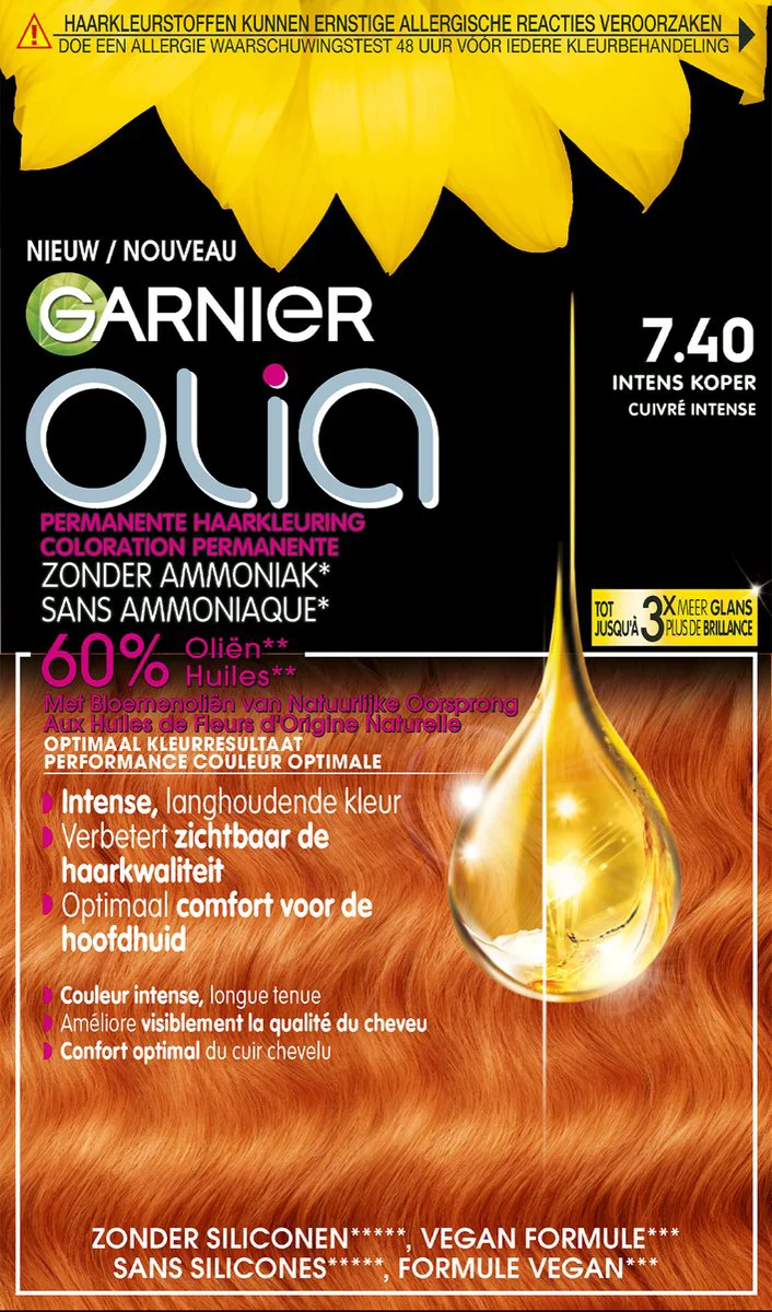 Garnier Olia Permanente Haarkleuring 7.40 Intens Koper
