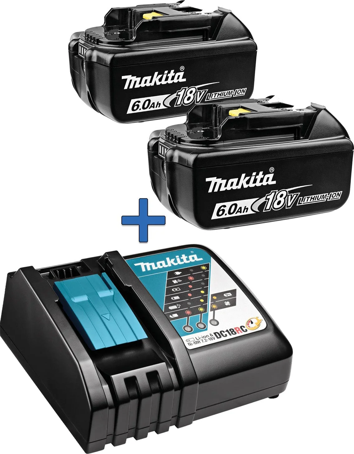 Makita Accu Starterset 18V DC18RC 2x BL1860B - DC18RCPT6