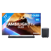 Philips Ambilight 77'' OLED760 4K (2025) + JBL Bar 1000 MK2 Zwart