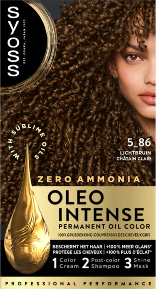 3x Syoss Oleo Intense Haarverf 5-86 Lichtbruin