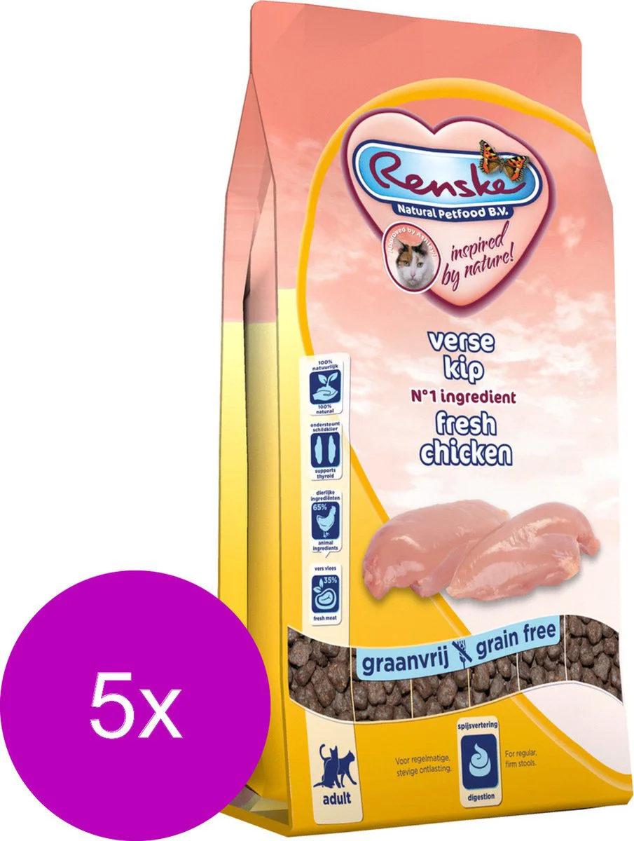 4x Renske Super Premium Adult Kattenvoer Kip 1,5 kg