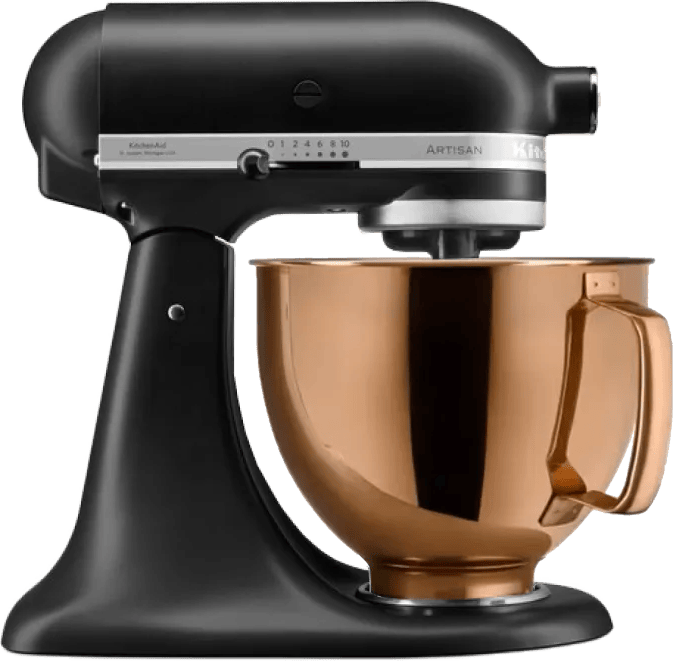 KitchenAid Artisan Mixer 5KSM125EBM Mat Zwart + Design Mengkom Koper