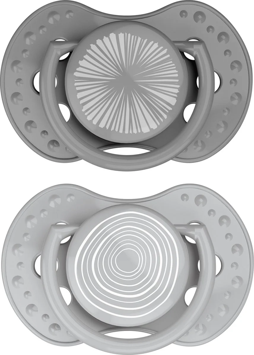 Difrax LOVI Dynamic Pacifier 18+ Months Harmony Dark Grey Light Grey - Fopspeen 2ST