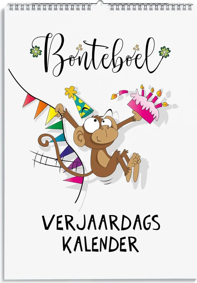 Verjaardagskalender A5 - vrolijke kalender met ringband voor alle maanden van het jaar voor verjaardagen