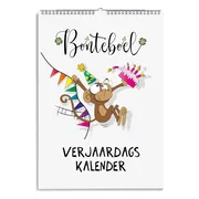 Verjaardagskalender A5 - vrolijke kalender met ringband voor alle maanden van het jaar voor verjaardagen