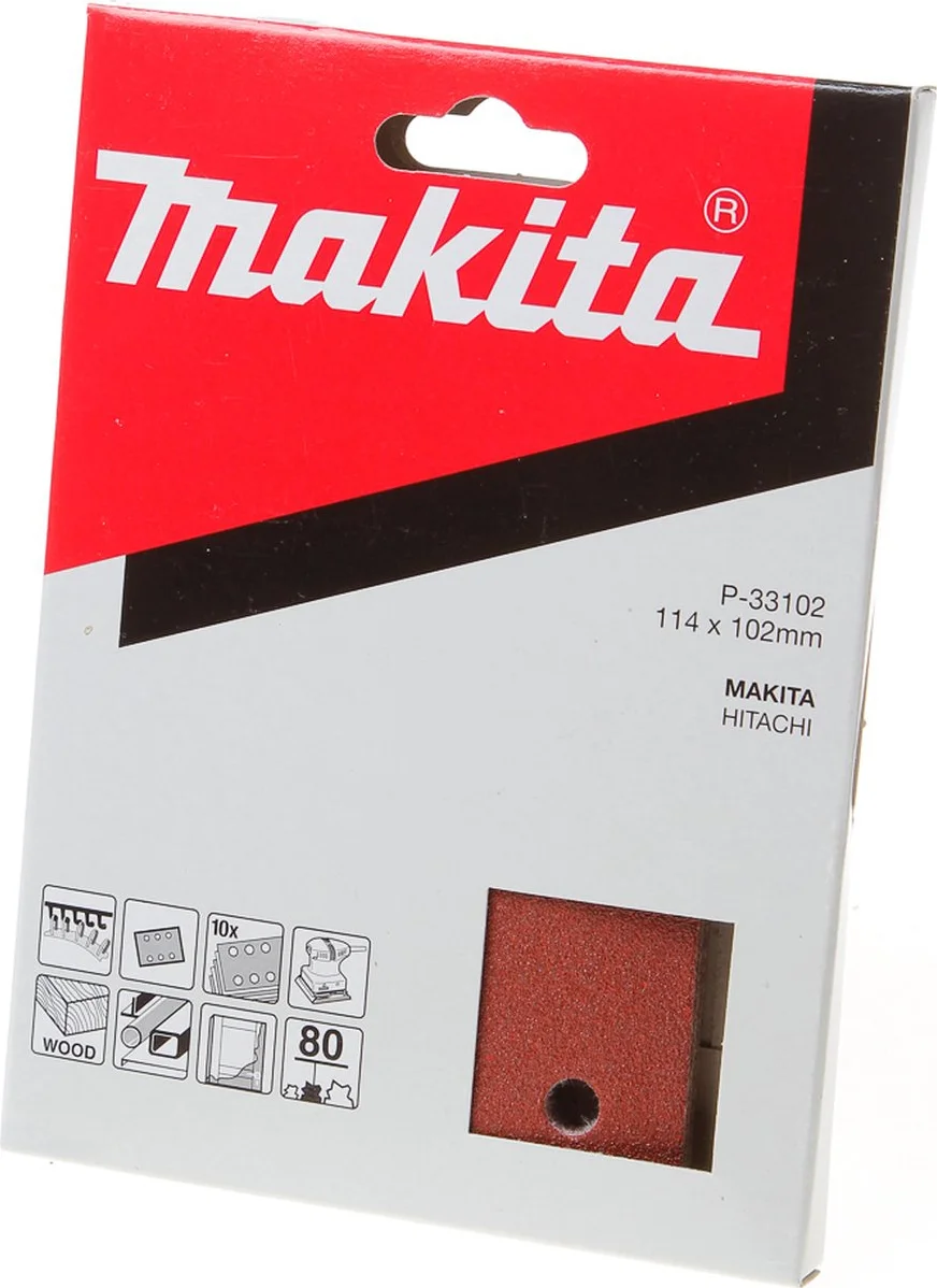 Makita P-33102 P80 Schuurvel 114x102mm red VE=10