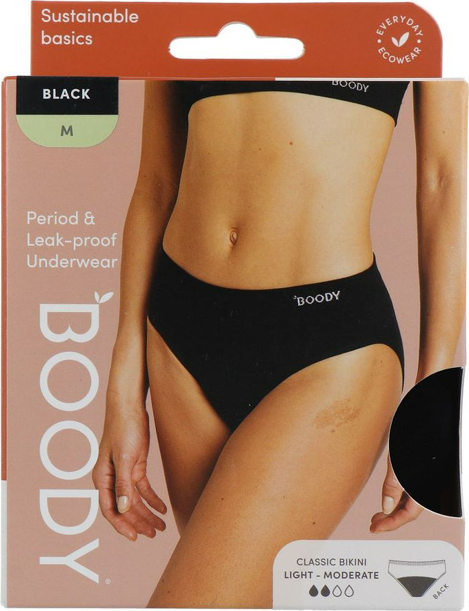 Boody Menstruatieondergoed Bikinislip Zwart Licht / Normaal Maat M