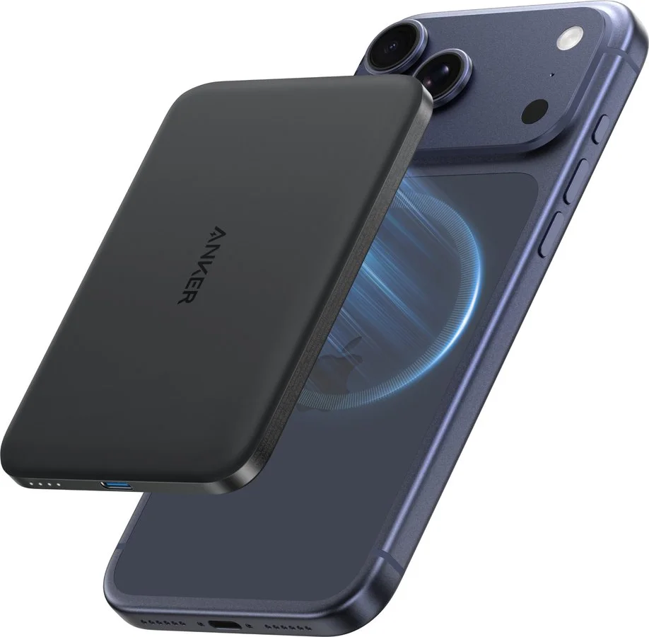 Anker MagGo Slim Draadloze Powerbank met MagSafe en Qi2 5.000 mAh met Snelladen Zwart