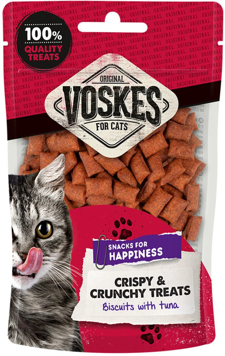 10x Voskes Kattensnack Crispy & Crunchy Tonijn 60 gr