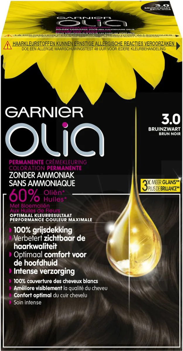 6x Garnier Olia Permanente Crèmekleuring 3.0 Donkerbruin