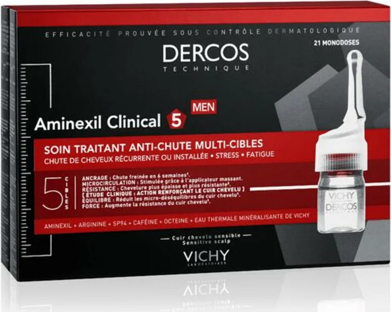 3x Vichy Dercos Aminexil Clinical 5 Man Anti-Haaruitval Ampullen 21 stuks