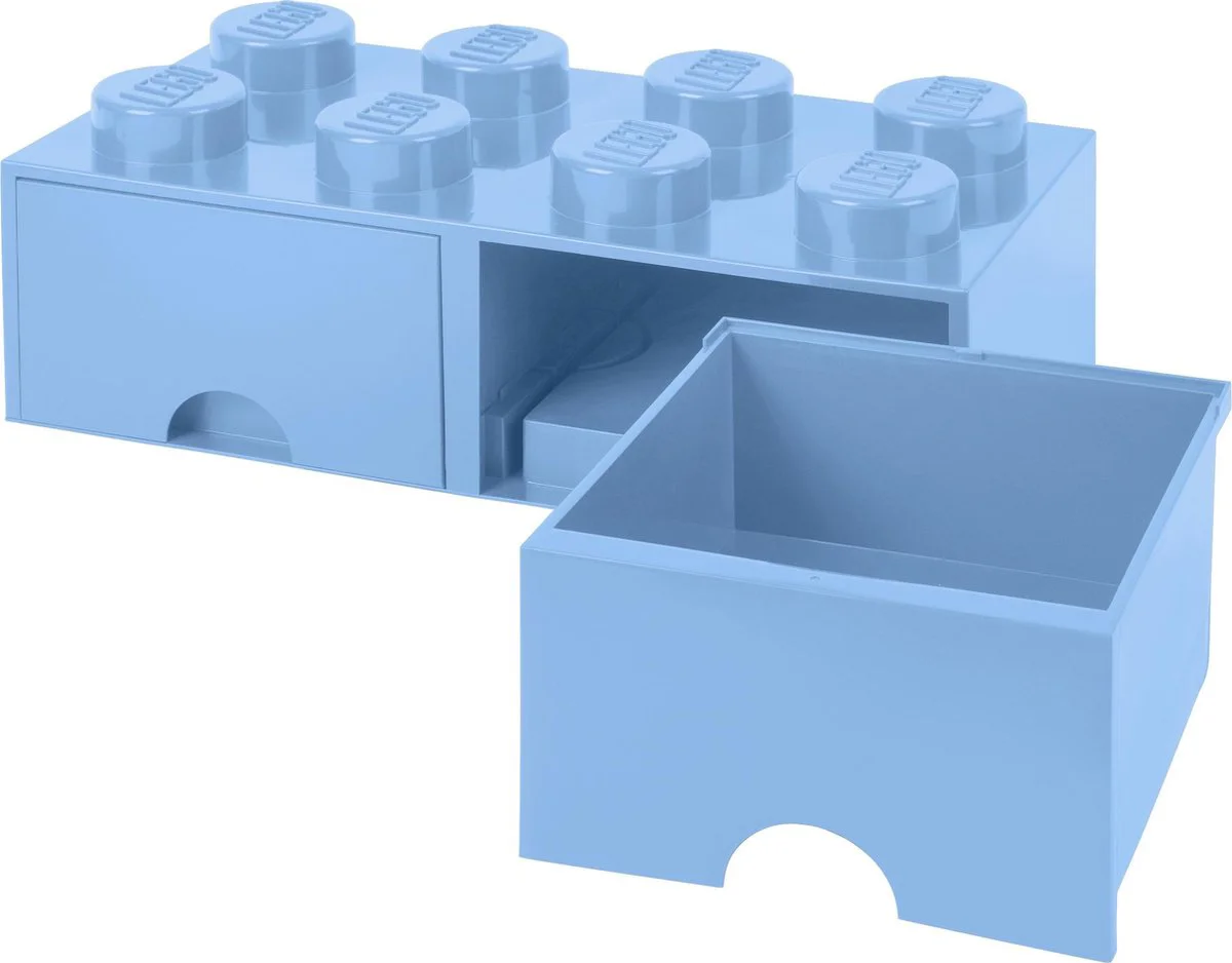 LEGO Opbergsteen met 8 noppen en 2 lades - lichtblauw