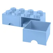 LEGO Opbergsteen met 8 noppen en 2 lades - lichtblauw