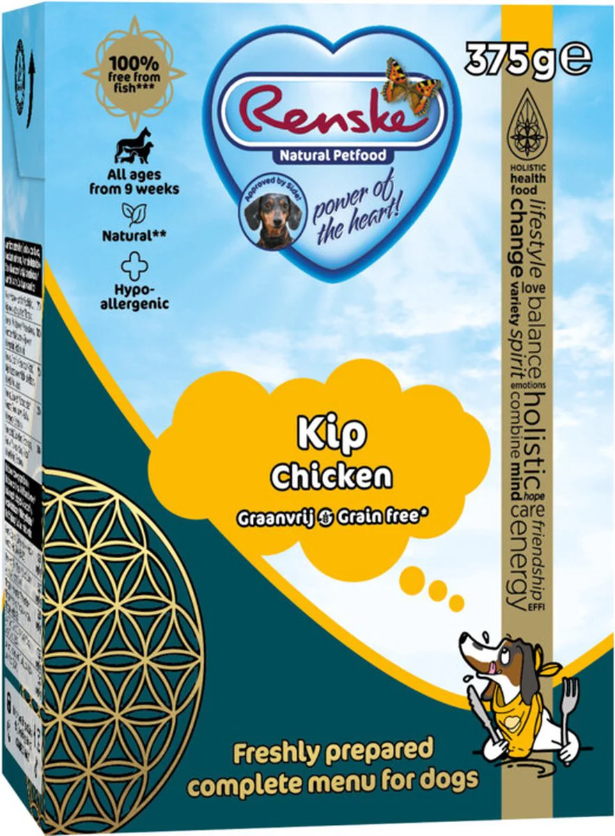 12x Renske Vers Graanvrij Tetra Hondenvoer Nat Kip 375 gr