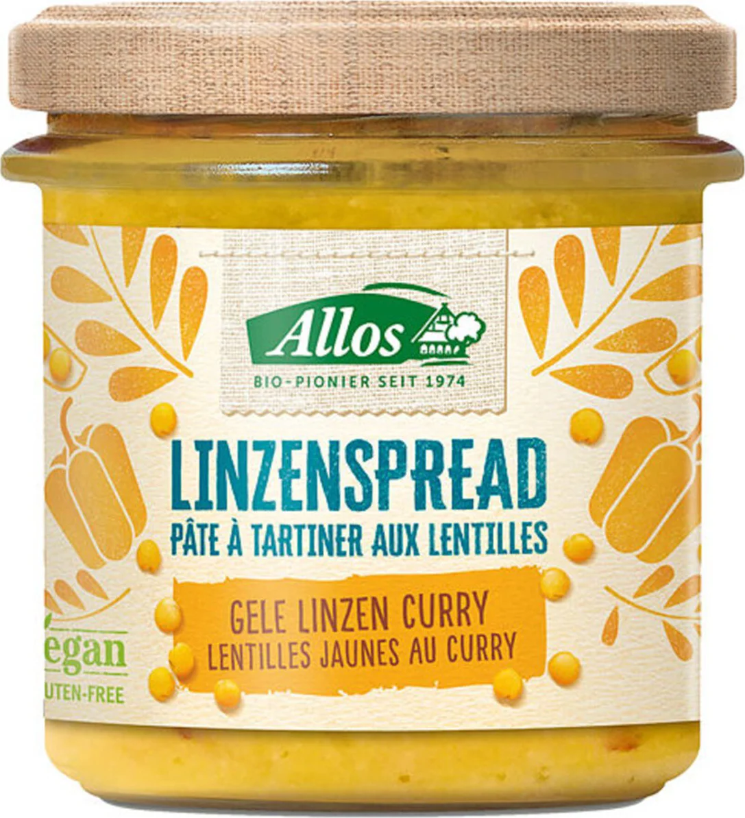 Allos Linzenspread Gele Linzen Curry 140GR