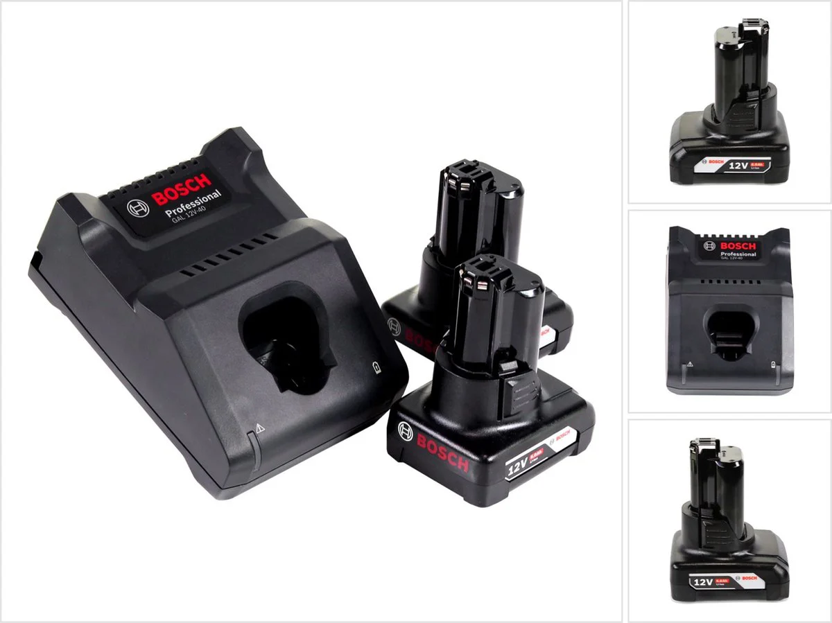 Bosch Professional Accu starterset (2 x GBA 12V 6.0Ah + GAL 12V-40)