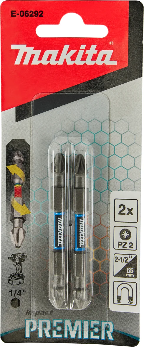 Makita E-06292 Impact Premier Slagschroefbit dubbelzijdig PZ2 x 65 mm 2 stuks
