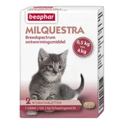 Beaphar Milquestra Ontworming Tabletten Kat 0,5 - 4 kg (ook kitten) 2 tabletten