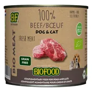12x BF Petfood Biofood Organic Hond en Kat 100% Rund 200 gr
