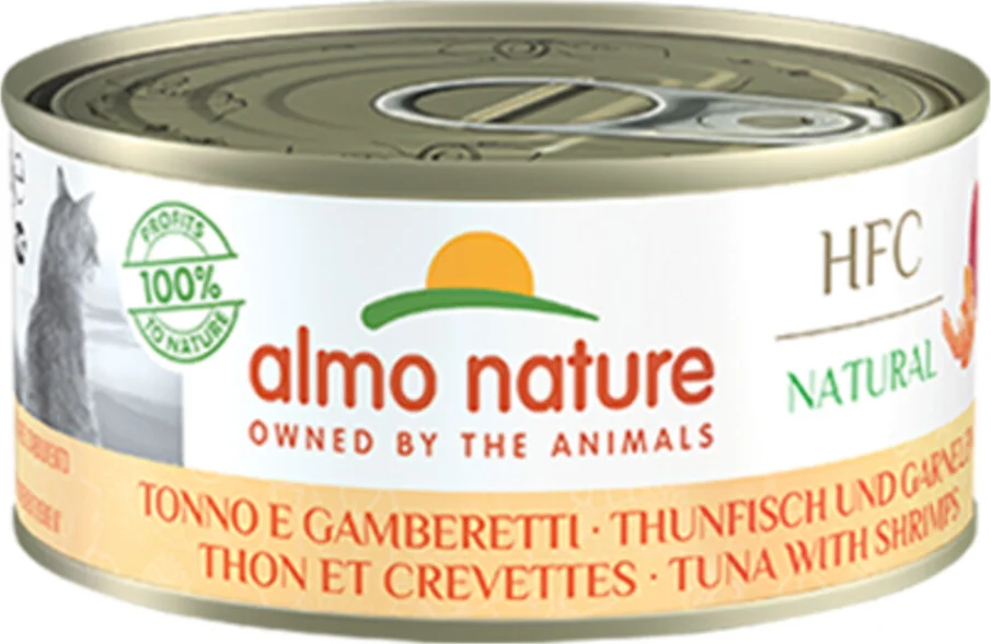 48x Almo Nature HFC Natural Kattenvoer Nat Tonijn & Garnaal 150 gr