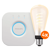 Philips Hue Filament White Ambiance Edison XL 4-Pack + Bridge