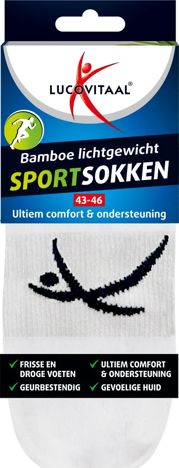 Lucovitaal Sportsokken Bamboe 43-46 Wit 1PR