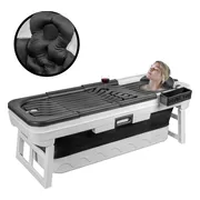 Opvouwbaar bad XL ijsbad volwassenen - inklapbare Ligbad - Opvouwbare bad Zitbad - Opvouwbare baden 150cm - Grijs - inc. Badkussen - Zwart