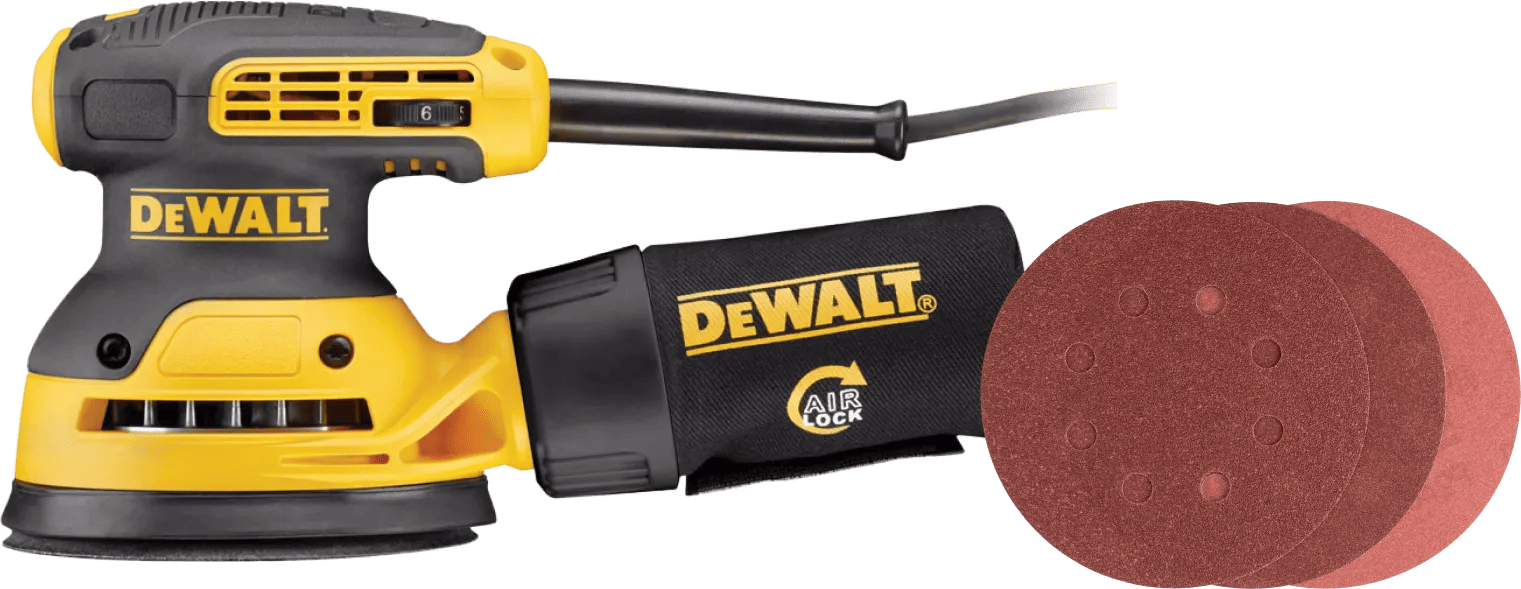 DeWalt DWE6423-QS + Bosch Schuurschijf 125 mm K80, K120, K240 (25x)