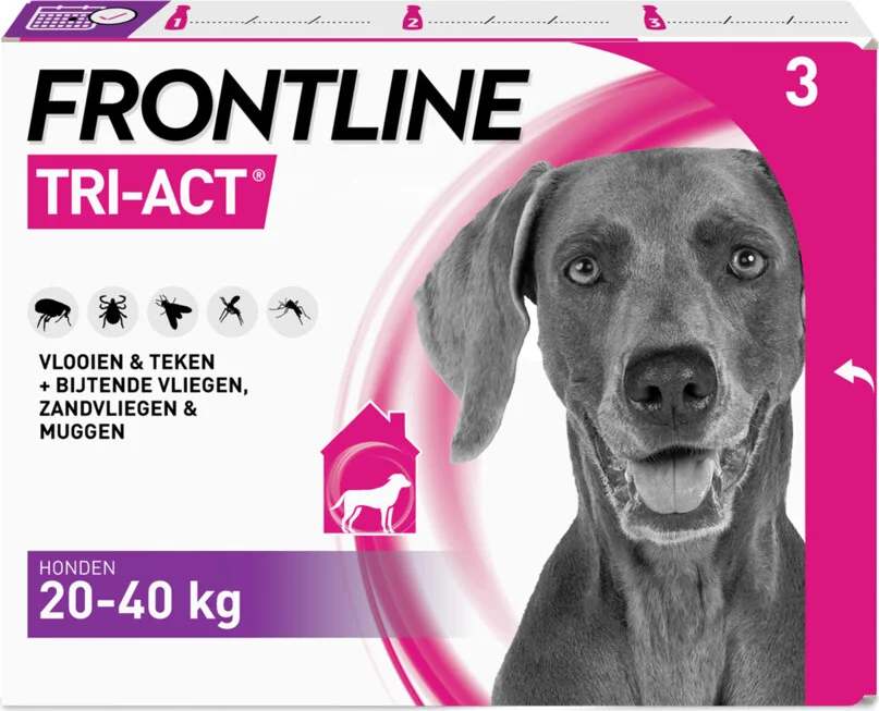 Frontline Tri-Act Anti Vlooien en Teken Druppels L 3 pipetten