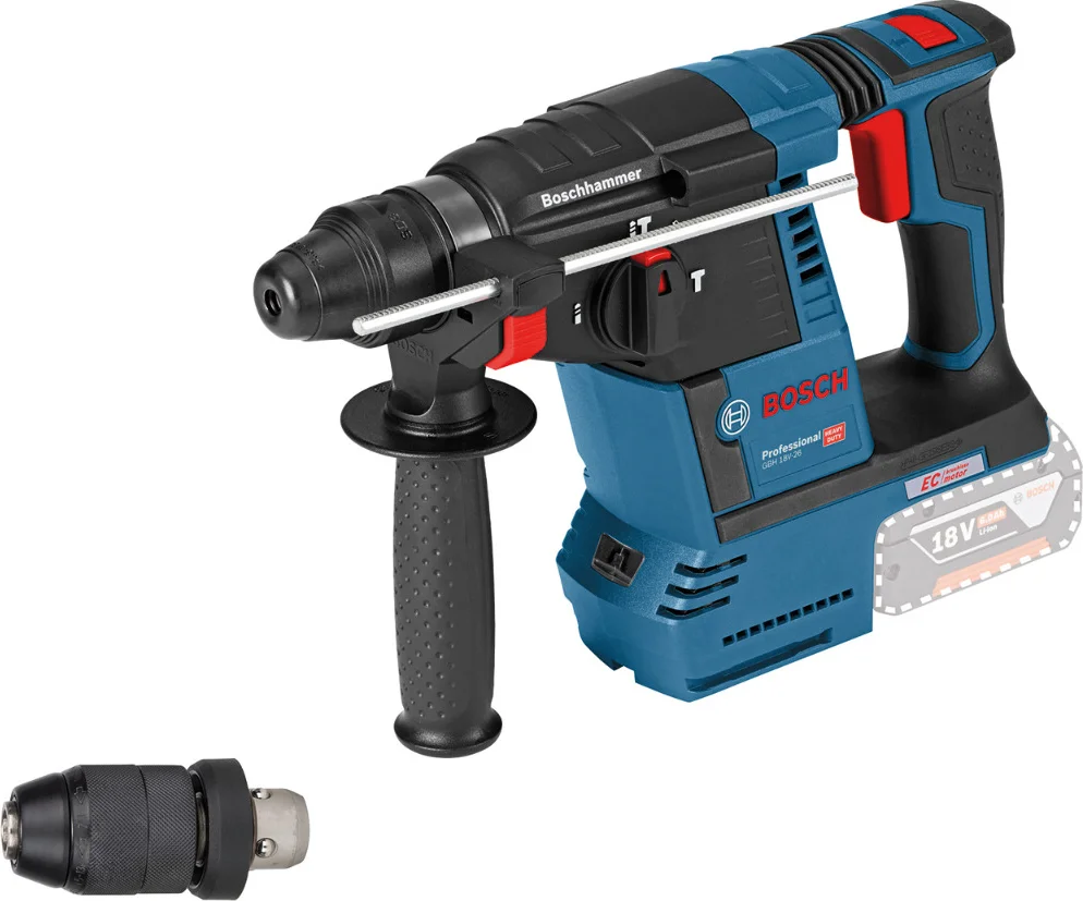 Bosch Professional GBH 18V-26 F Accu combihamer SDS-Plus 2,6J + snelwisselboorkop 18V Basic Body - 0611910000