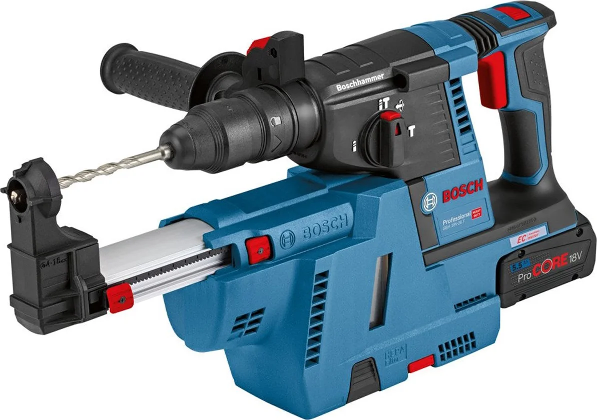 Bosch Professional GBH 18V-26 F Accu combihamer SDS-Plus 2,6J + snelwisselboorkop + stofafzuiging 18V 5.5Ah in L-Boxx - 061191000G