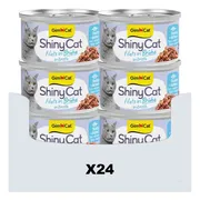 24x GimCat Kattenvoer Nat ShinyCat Filets in Bouillon Tonijn & Anjovis 70 gr