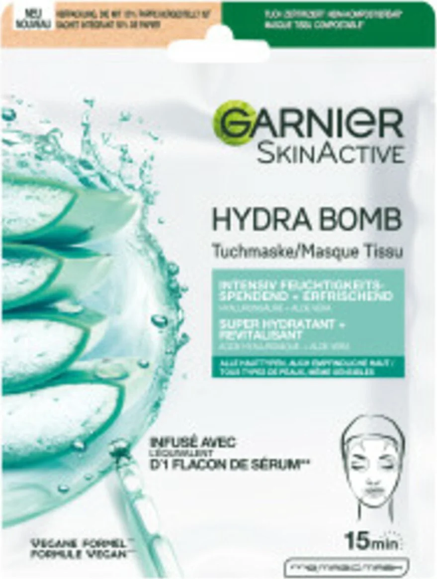 6x Garnier SkinActive Hyaluronzuur Aloë Vera Tissue Gezichtsmasker