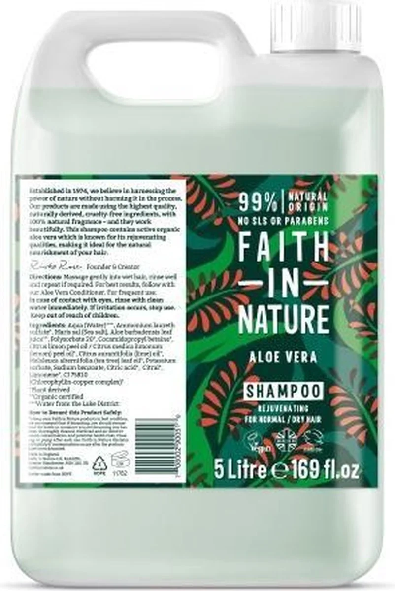 Faith in Nature Aloë Vera Shampoo Navulverpakking 5LT