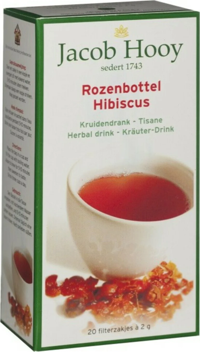 Jacob Hooy Rozenbottel Hibiscus Theezakjes 20ST