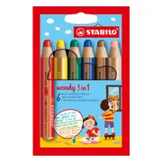 STABILO Woody 3 in 1 - Multi Talent Kleurpotloden - Etui Met 6 Kleuren