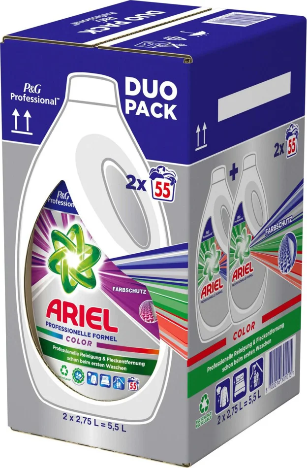2x Ariel Vloeibaar Wasmiddel Gekleurd 55 Wasbeurten 2,75 liter