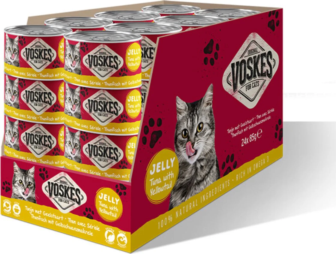 24x Voskes Kattenvoer Nat Tonijn met Geelstaart 85 gr