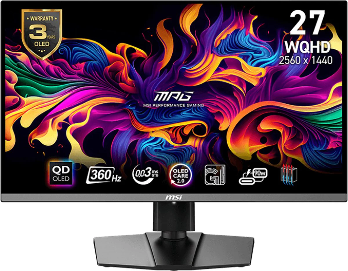 MSI MPG 271QRX QD-OLED - QHD Gaming Monitor - 360hz - 27 inch - USB-C 90w